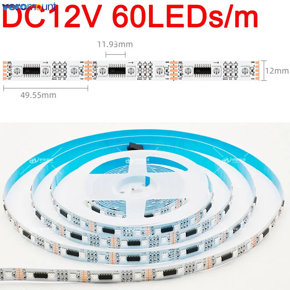5 м DC12V 24 В Стандартный DMX512 (UCS512C4 IC) SMD 5050 RGB Цифровой умный светодиодный пиксельный светильник 60 светодиодный s/m 12 мм PCB IP20/IP65/IP67