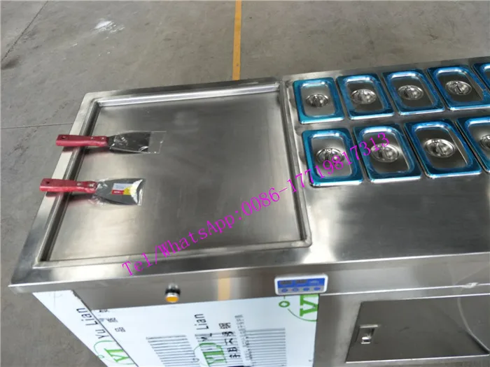 Цены производителя Интеллектуальный контроль температуры машина для производства рулетов для мороженого на плоской сковороде с 10 емкостями