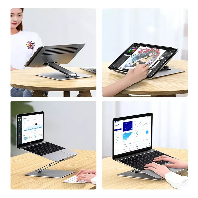 Регулируемая нескользящая подставка для настольного ноутбука, Алюминиевый охлаждающий кронштейн Весом 10 кг для ноутбука Macbook Tablet