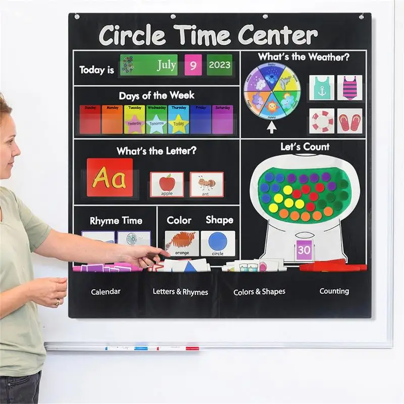 Карманная Учебная таблица Circle Time, Учебный Календарь, Расписание Дней недели Для малышей, Учебный Классный Календарь Для Детей