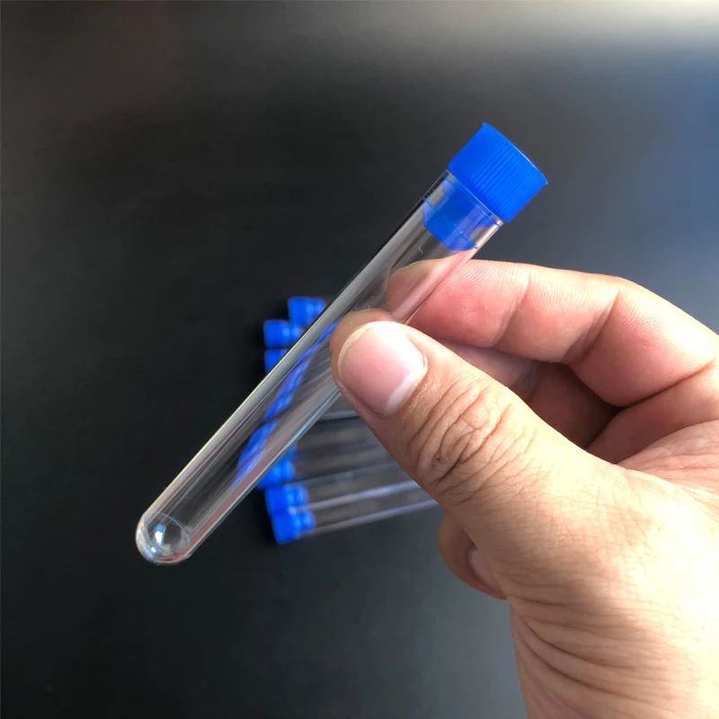 50 шт./лот 15x100 мм Прозрачные пластиковые пробирки с пластиковой цветной пробкой для школьных экспериментов