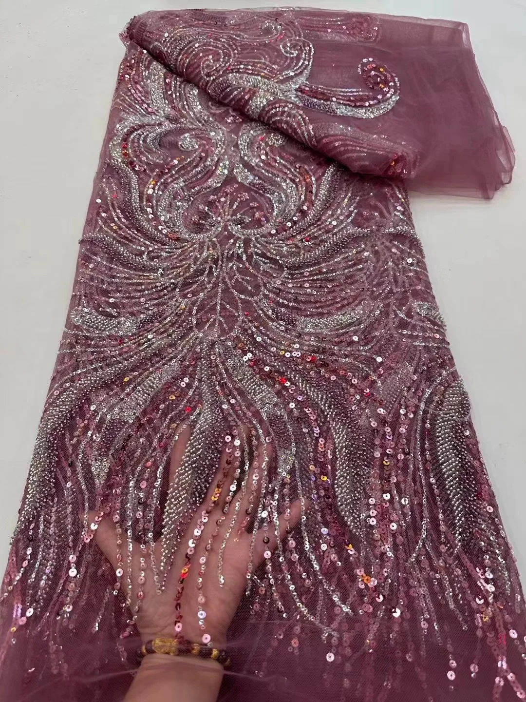 Роскошная Африканская Кружевная ткань из бисера, Высококачественная Французская Сетчатая Кружевная ткань Mesg с блестками, Нигерийское Сетчатое Кружево для