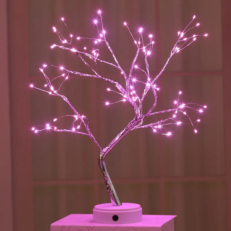 108 СВЕТОДИОДНЫХ USB-светильников Fire Tree Light из медной проволоки, настольных ламп, ночника для дома, спальни, свадебной вечеринки, бара, Рождественского украшения