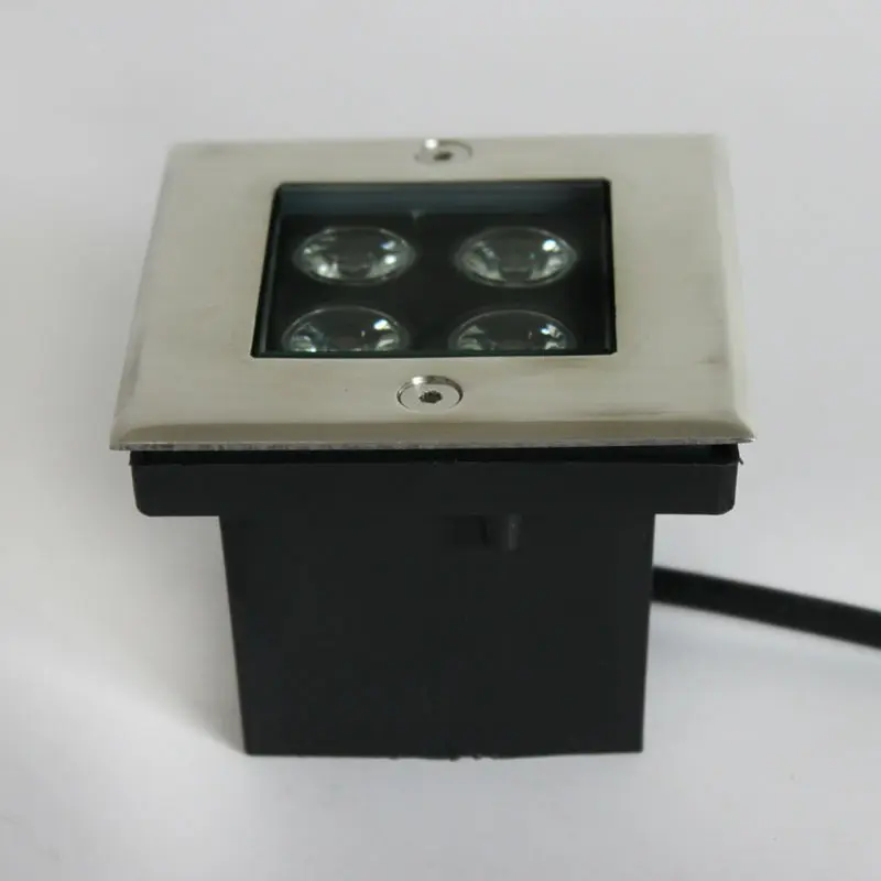Квадратный светодиодный подземный светильник AC85-265V мощностью 4 * 1 Вт, холодный/теплый белый бар/сцена/садовое напольное наружное освещение, гарантия 3 года