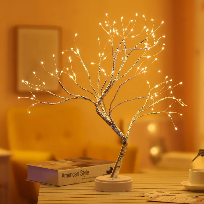 108 СВЕТОДИОДНЫХ USB-светильников Fire Tree Light из медной проволоки, настольных ламп, ночника для дома, спальни, свадебной вечеринки, бара, Рождественского украшения