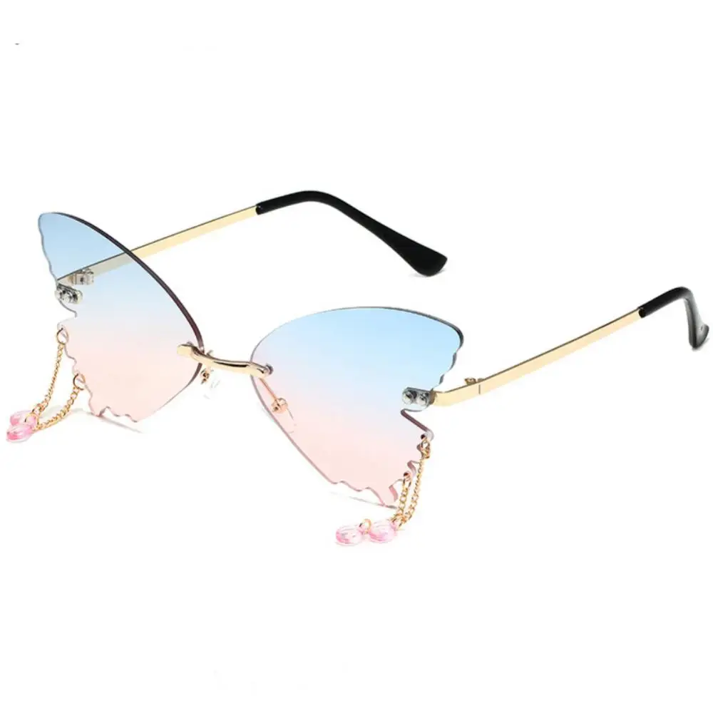 1 ~ 20шт Модные Солнцезащитные очки с бабочкой, женские солнцезащитные очки с защитой от ультрафиолета, Винтажные Металлические Очки без оправы в форме Любви, Популярные вечерние декоративные